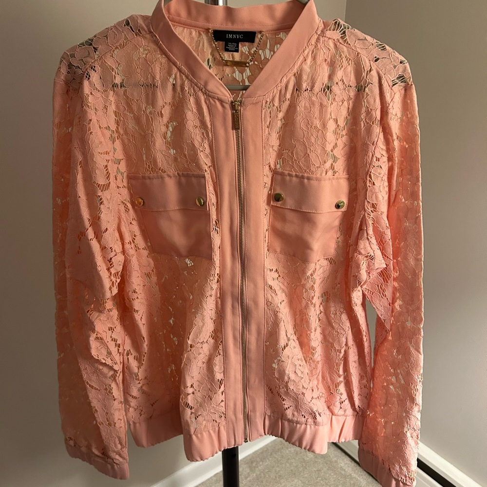Pink lace bomber jacket IMNYC size XL
